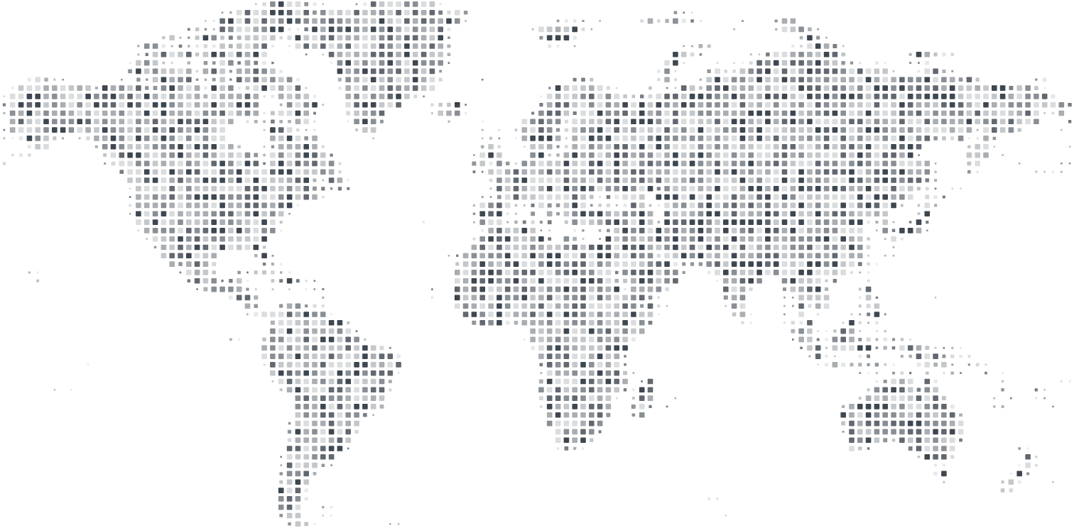 Mapa-múndi. Operamos em sete países da América e da Ásia.